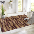 3x5 Aubergine Hand Knotted Tibetan Contemporary  Striped Wool & Silk Oriental Area Rug