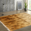 4x6 Gold Hand Knotted Tibetan Contemporary Wool Oriental Area Rug