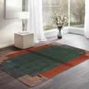 4x6 Green Hand Knotted Tibetan Contemporary Bordered Wool Oriental Area Rug