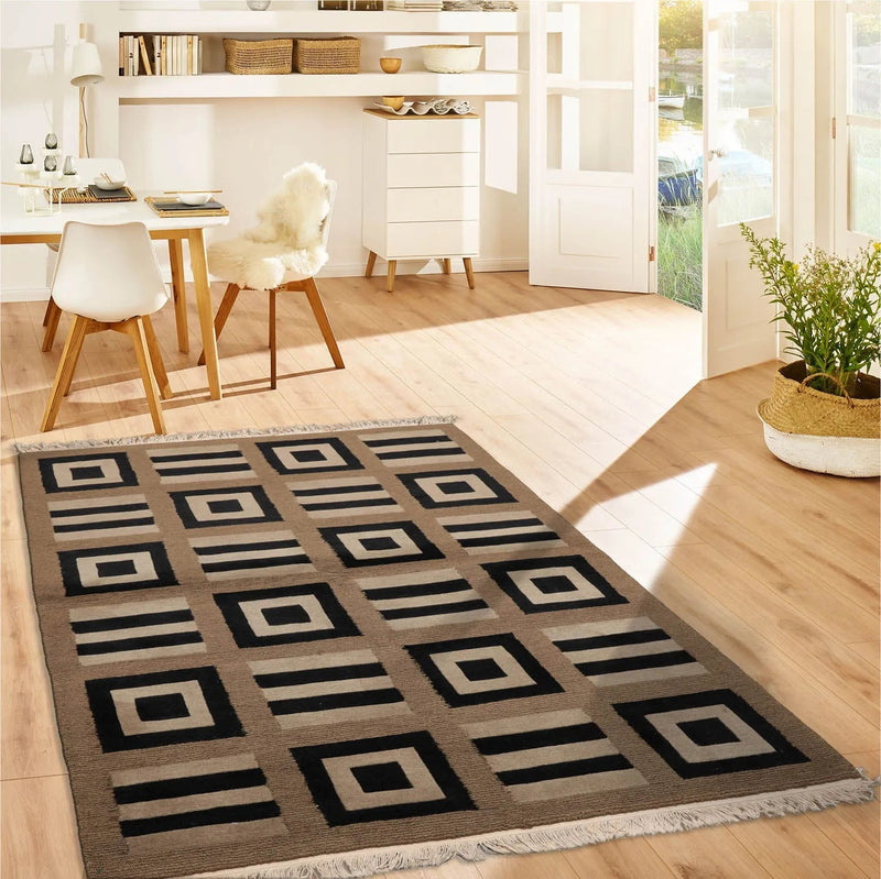 4x6 Moss Hand Knotted Tibetan Modern Geometric Wool Oriental Area Rug