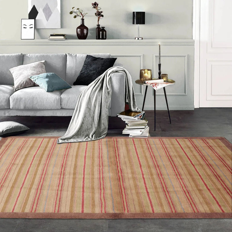 4x6 Sage Hand Knotted Tibetan Contemporary Striped Wool Oriental Area Rug