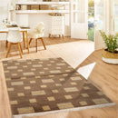 4x6 Olive Hand Knotted Modern Tibetan Geometric Wool Oriental Area Rug