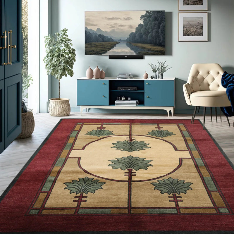 6x9 William Morris Beige Hand Knotted Arts & Crafts/Mission Wool Oriental Area Rug