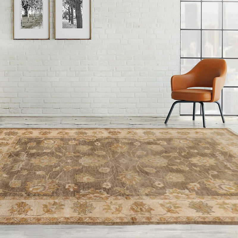 4x6 Moss Hand Knotted Agra Traditional Floral Wool Oriental Area Rug