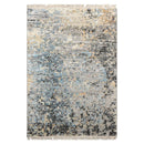 2'x3' Gray Hand Knotted Tibetan Modern Abstract Wool and Bamboo Silk Oriental Area Rug