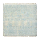 2'x2' Ivory Hand Knotted Tibetan Modern Abstract Wool and Bamboo Silk Oriental Area Rug