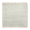 2'x2' Ivory Hand KnottedTibetan Modern  Wool and Bamboo Silk Oriental Area Rug