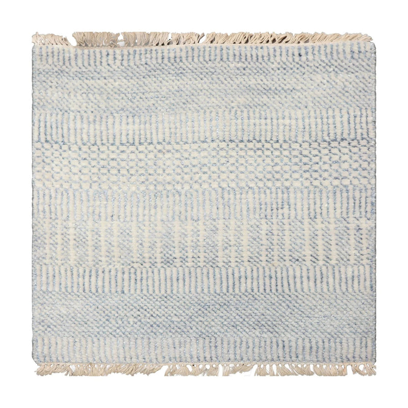 2'x2' Ivory Hand Knotted Tibetan Modern  Wool and Bamboo Silk Oriental Area Rug