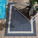 CAMILSON Outdoor Rug 9x12, Large Modern Outside Rugs for Patios Porches Waterproof Durable Washable Non-Shedding, Easy-to-Clean Indoor Outdoor Area Carpet (9 x 12, Bordered - Blue/White) by GreenHaven Gardens