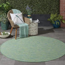 Nourison Positano Indoor/Outdoor Blue/Green 6' x Round Area Rug, Easy Cleaning, Non Shedding, Bed Room, Living Room, Dining Room, Backyard, Deck, Patio (6 Round) by CozyNest Decor