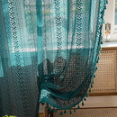 Sutuo Home Boho Curtains 96 inches Long for Bedroom Living Room Nursery Room, Crochet Lace Sheer Bohemian Hollow with Tassels,Window Treatment Drapes, Rod Pocket 1 Panel 59" W x 96" L, Turquoise by CozyNest Decor