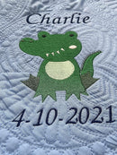 Personalized Baby Blanket Quilt | Monogrammed Blankets for Boys and Girls | Embroidered Baby Gifts | (Gator) by TinyTreasures Baby Boutique