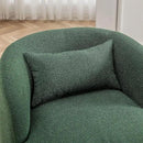 KINWELL 34" Wide Boucle Swivel Barrel Chair, No Assembly Round Upholstered Armchair Accent Chair Single Sofa Chair with Toss Pillow for Living Room and Bedroom, Green by CozyNest Decor