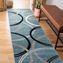 Rugshop Modern Wavy Circles Design Runner Rug 2' x 10' Blue by TinyTreasures Baby Boutique
