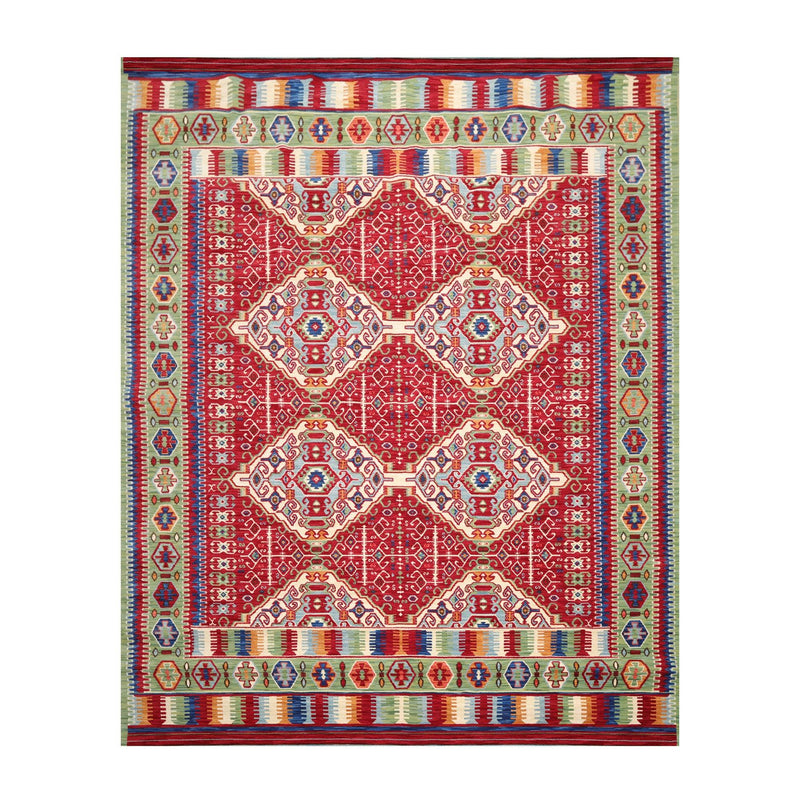 8'1" x 11'3" Medallion 100% Wool Area Rug Red Made in USA