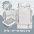 Bentgo Kids 2-in-1 Backpack & Insulated Lunch Bag - Glitter Designed 16” Backpack for School & Travel -, Durable, Water Resistant, Padded, & Large Compartments (Glitter Edition - Silver) by TinyTreasures Baby Boutique