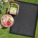 CAMILSON Indoor Outdoor Rug, 5x7 Bordered Dark Grey Black Modern Area Rugs for Indoor and Outdoor Patios, Kitchen and Hallway Mats, Washable Porch Deck Outside Carpet (Bordered Black, 5 x 7) by CozyNest Decor