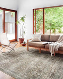 Loloi Layla Collection LAY-13 Antique/Moss 5'-0" x 7'-6" .13" Thick Area Rug, Soft, Durable, Vintage Inspired, Distressed, Low Pile, Non-Shedding, Easy Clean, Printed, Living Room Rug by CozyNest Decor