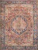 Loloi Layla Collection LAY-08 Red/Navy 5'-0" x 7'-6" .13" Thick Area Rug, Soft, Durable, Vintage Inspired, Distressed, Low Pile, Non-Shedding, Easy Clean, Printed, Living Room Rug by CozyNest Decor