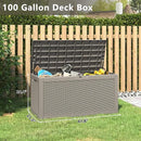KAMABOKO 101 Gallon Waterproof Large Resin Deck Box, Lockable Large Outdoor Storage Boxes Indoor Outdoor Storage Container for Patio Cushions, Gardening Tools, Pool Supplies, Grey by GreenHaven Gardens
