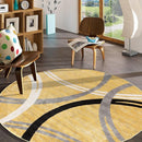 Rugshop Modern Wavy Circles Design Round Rug 6' 6" (6' 6" Diameter) Yellow by TinyTreasures Baby Boutique