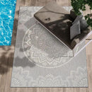 CAMILSON Outdoor Rug 8x10 Modern Area Rugs for Indoor and Outdoor Patios and Porches - Waterproof, Washable, Non-Shedding, Easy-to-Clean Outside Carpet (8 x 10, Medallion - Grey/White) by CozyNest Decor