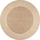 nuLOOM 6'7" Round Outdoor Area Rug, Casual Design With Striped Border, Stain Resistant, Highly Durable, For Patio, Balcony, Bedroom, Living Room, Dining Room, Bathroom, Light Brown by CozyNest Decor