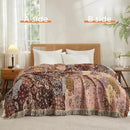 Boho Throw Blanket for Bed 80”x90”, 100% Cotton Woven Blanket for Couch Sofa, Ultra Soft 4-Layer Muslin Quilt with Patchwork Floral Printed, Farmhouse Bed Blanket/Cover for Living Room Decor by CozyNest Decor