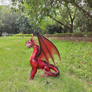 Decorative Red Dragon Figurine, Crackle The Dragon Statue, Patio Garden Porch Courtyard Decor by CozyNest Decor