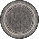 Unique Loom Outdoor Border Collection Area Rug - Soft Border (4' 1" Round, Black/ Ivory) by GreenHaven Gardens