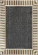 nuLOOM 2' x 3' Outdoor Area Rug, Casual Design With Striped Border, Stain Resistant, Highly Durable, For Patio, Balcony, Bedroom, Living Room, Dining Room, Bathroom, Dark Grey by CozyNest Decor