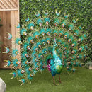 Alpine Corporation HEH376 Jumbo Sized Iron Majestic Peacock Decor, Elegant Garden & Patio Bird Statue, 55" H, Green by GreenHaven Gardens