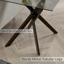 Modern Style Square Side Table with Grey Tempered Glass Top and Black Metal Tubular Legs with Gold Rim 20”Dx20”Wx22”H by CozyNest Decor