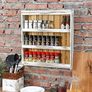 MyGift 3 Tier Wall Mounted Spice Rack, Shabby White Washed and Rustic Natural Burnt Solid Wood Kitchen Pantry Storage Shelf for Seasoning Jars or Condiment Bottles by CozyNest Decor