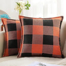 decorUhome Fall Orange and Black Decorative Throw Pillow Covers 16x16 Set of 2, Buffalo Plaid Check Farmhouse Cushion Covers with Stitched Edge for Autumn Harvest Couch Sofa Bed Home Decor by CozyNest Decor