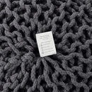 REDEARTH Round Pouf Foot Stool Ottoman - Cotton Hand Knitted Dori Pouffe - Cord Boho Home Décor - Stuffed Cable Poof for Living Room - Bedroom (19.5"x19.5"x14") - Dark Gray by CozyNest Decor