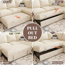 85 Inch Sectional Sleeper Sofa with Pull Out Bed,L Shaped 5 Seat Modular Sectional Sofa with Storage,Sectional Couches for Living Room,Cloud Modular Couch,Removable Sofa Cover,Beige by CozyNest Decor