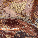 Boho Throw Blanket for Bed 80”x90”, 100% Cotton Woven Blanket for Couch Sofa, Ultra Soft 4-Layer Muslin Quilt with Patchwork Floral Printed, Farmhouse Bed Blanket/Cover for Living Room Decor by CozyNest Decor