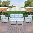 Outdoor Swivel Rcoker Patio Chairs - Outdoor Swivel Patio Chairs Set of 2 Wicker Chair Patio Furniture Sets with Covered Cushion for Porch Deck Balcony Garden, Baby Blue by GreenHaven Gardens
