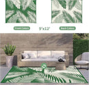 GENIMO Outdoor Rug 9' x 12' Waterproof for Patios Clearance, Reversible Outdoor Plastic Straw Camping Rug Carpet, Large Area Rugs Mats for RV, Picnic, Backyard, Deck, Balcony, Porch, Dark Green&White by CozyNest Decor