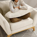 Large-Sized Accent Chair, Thick Cushion Bedroom Reading Chair, Comfortable Living Room Single Sofa， Linen Gray by CozyNest Decor