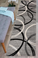 Rugshop Modern Wavy Circles Desing Runner Rug 2' x 7' 2" Gray by TinyTreasures Baby Boutique