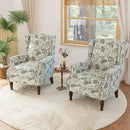 Lumibee Wingback Accent Chair, 2 Set High Back Floral Armchairs in Fabric,Comfy Upholstered Reading Single Sofa Chairs with Solid Wood Legs for Living Room,Bedroom,Office-Plants Beige by CozyNest Decor