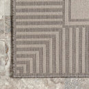 nuLOOM 5' x 8' Outdoor Area Rug, Casual Design With Striped Border, Stain Resistant, Highly Durable, For Patio, Balcony, Bedroom, Living Room, Dining Room, Bathroom, Light Grey by CozyNest Decor