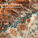 Boho Throw Blanket for Bed 80”x90”, 100% Cotton Woven Blanket for Couch Sofa, Ultra Soft 4-Layer Muslin Quilt with Diamond Pattern, Farmhouse Bed Blanket/Cover for Living Room Decor by CozyNest Decor