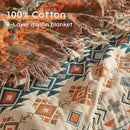 Boho Throw Blanket for Bed 90”x98”, 100% Cotton Woven Blanket for Couch Sofa, Ultra Soft 4-Layer Muslin Quilt with Diamond Pattern, Farmhouse Bed Blanket/Cover for Living Room Decor by CozyNest Decor