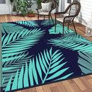 GENIMO Outdoor Rug 8' x 10' Waterproof for Patios Clearance, Reversible Outdoor Plastic Straw Camping Rug Carpet, Large Area Rugs Mats for RV, Camper, Deck, Balcony, Porch, Beach, Navy Blue&Jade Green by CozyNest Decor