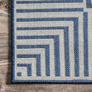 nuLOOM 2' x 3' Outdoor Area Rug, Casual Design With Striped Border, Stain Resistant, Highly Durable, For Patio, Balcony, Bedroom, Living Room, Dining Room, Bathroom, Navy by CozyNest Decor