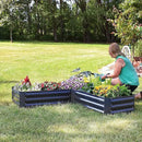 Sunnydaze 11.75" H Raised Metal Garden Bed - Galvanized Raised Garden Bed Outdoor for Vegetables and Flowers - Dark Gray - L-Shaped by GreenHaven Gardens