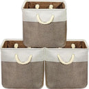 SIMPLE HOUSEWARE Fabric Storage Cubes, 13" x 13" Storage Bin, 3 Pack, Brown by CozyNest Decor